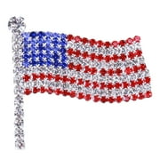 Independence Day Jewelry Crystal Wavy USA American Flag Memorial Day Flag Corsage Badge Pin Patriotic Lapel USA Brooches For Clothes Scarf Bag Hat